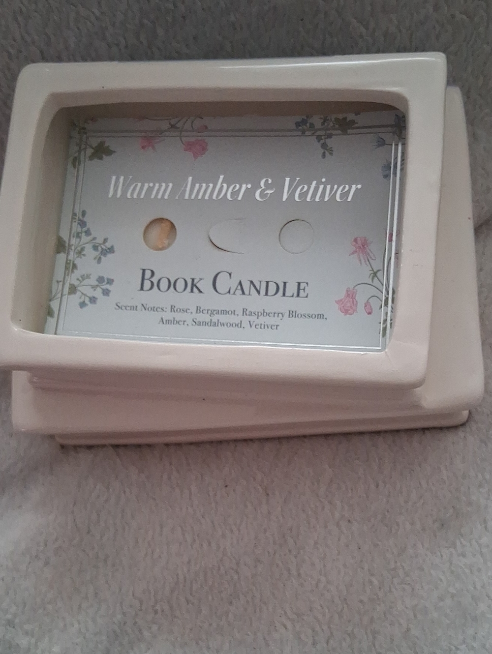 Novel Stack Decorative Book Candle In Soap Dish in Cream and Blue - Picture 2 of 2